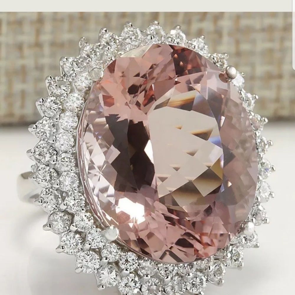 New sterling silver champagne Crystal ring - Picture 3 of 4